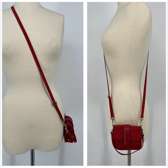 Baggallini Mini Crossbody Bag Wallet  Red Orange Convertible Wristlet Micro 5x4 - Picture 2 of 11
